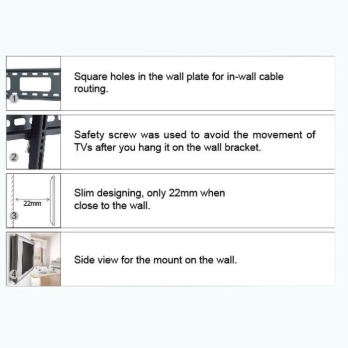 TV Wall Bracket Fixed 40″-65″ | PLB132L | Load Capacity 50kg