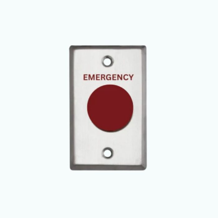 EMERGENCY” Exit Button RED Big Mushroom Standard Stainless Steel Plate