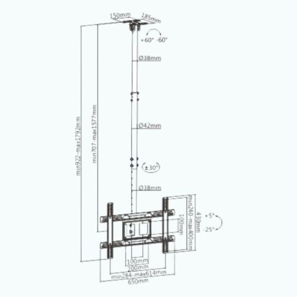 37″-80″ Heavy-Duty Ceiling Mount TV Bracket