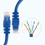 cat6 blue rj45 connectors closeup