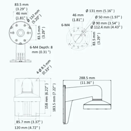 hikvision-ds-1280zj-dm8-metal-bracket