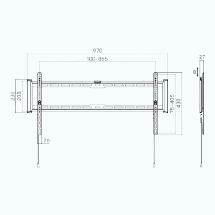 NOUVE NPLB77 Fixed Wall Mount 43″-90″ | 75kg Capacity | Quick-Release Lock