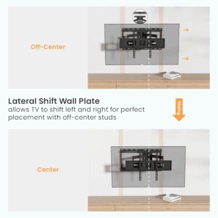 Heavy-Duty Full-Motion TV Wall Mount with Lateral Shift Wall Plate | 37”-86”