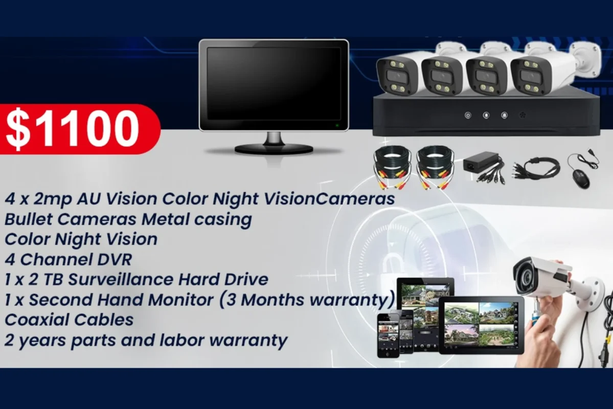 AU Vision 4 Camera 2MP CCTV DVR Package 2TB Deal