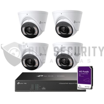 4 x 8MP IP Turret Cameras (Full-Colour Speaker / Mic / Light) + 4CH NVR with 2TB Kit