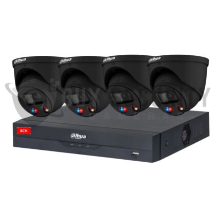 Dahua 4 x BLACK 8MP TIOC 3.0 IPC-HDW3849H-AS-PV-ANZ-S2 Turret Kit with 8CH NVR