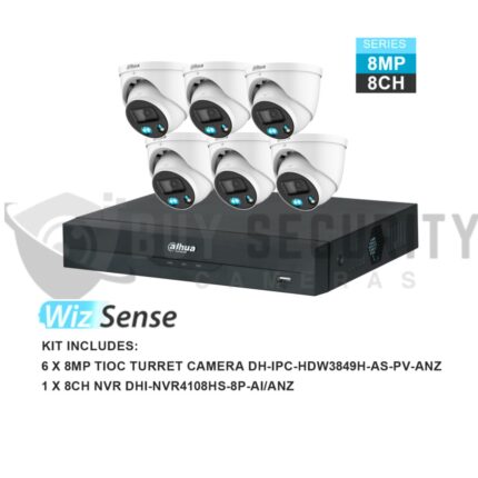 Dahua 6 x 8MP TIOC Active Deterrance Turret Kit with 8CH NVR Wizsense (2)