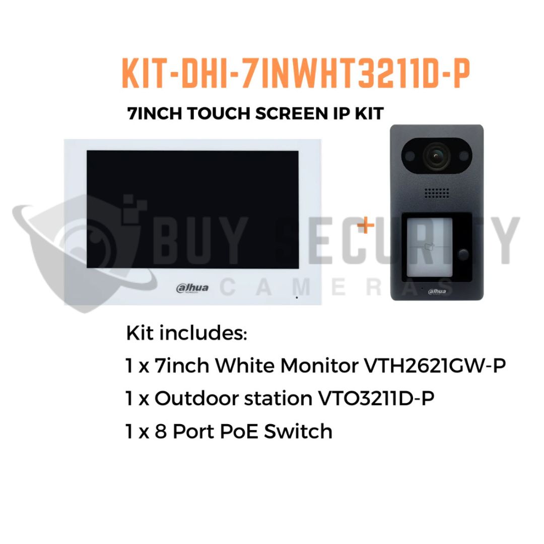 Dahua KIT-DHI-7INWHT3211D-P 7inch Touch Screen IP Intercom Kit Dahua KIT-DHI-7INWHT3211D-P 7inch Touch Screen IP Intercom Kit