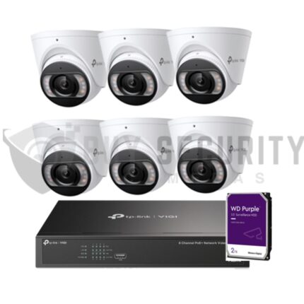 TP-Link 6 x 8MP CCTV Kit 6 x IP Turret Cameras (Full-Colour Speaker Mic Light) + 8CH NVR 2TB