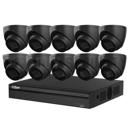 Dahua 10 x [Black] 6MP DH-IPC-HDW3666EMP-S-AUS SMD 4.0 AI Turret Kit 30m IR 2.8mm with SMD + 16CH NVR Wizsense AI