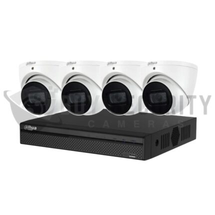 Dahua 4 x 6MP DH-IPC-HDW3666EMP-S-AUS AI Turret Security Kit 30m IR 2.8mm with Wizsense + AI 4CH NVR