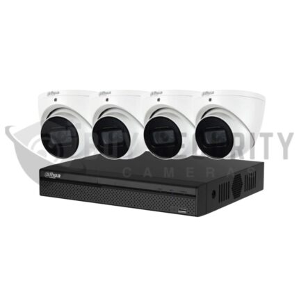 Dahua 4 x 6MP DH-IPC-HDW3666EMP-S-AUS AI Turret Security Kit 30m IR 2.8mm with Wizsense + AI 4CH NVR