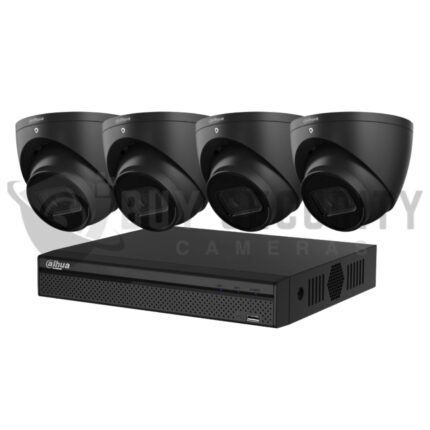 Dahua 4 x 6MP DH-IPC-HDW3666EMP-S-AUS SMD 4.0 AI Turret Security Kit 30m IR + 4CH NVR BLACK