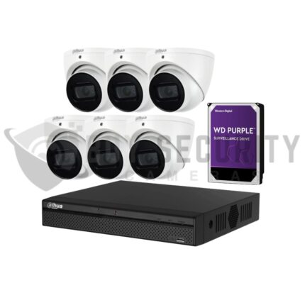 Dahua 6 x 6MP DH-IPC-HDW3666EMP-S-AUS AI Turret Kit 30m IR + 8CH NVR + 2TB HDD