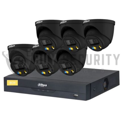 Dahua 6 x BLACK 8MP TIOC 3.0 IPC-HDW3849H-AS-PV-ANZ-S2 Turret Kit with 8CH NVR Wizsense