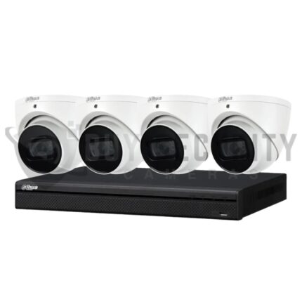 Dahua 8 MP + 4 Channels Kit: 4 x WizSense Fixed Starlight Turret Cameras, AI NVR 2TB