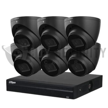 Dahua 8 MP + 8 Channels Kit: 6 x WizSense Fixed Starlight Turret Cameras, AI NVR – Black