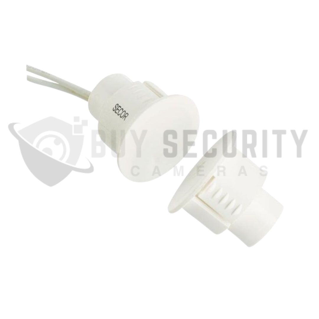 Recessed Steel Door Reed Switch, Flush Mount, 19mm White Recessed Steel Door Reed Switch, Flush Mount, 19mm White