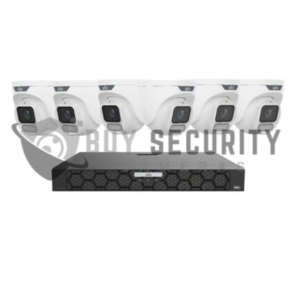 Uniview 6x 6MP OwlView Security Kit – 6 Turret Cameras with IQ Series NVR, Warm Light ColorHunter & Built-in Mic CCTV System