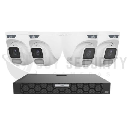 Uniview 4x 6MP OwlView Security Kit – 6MP Turret Cameras with IQ Series NVR, ColorHunter Warm Light & Built-in Mic CCTV System