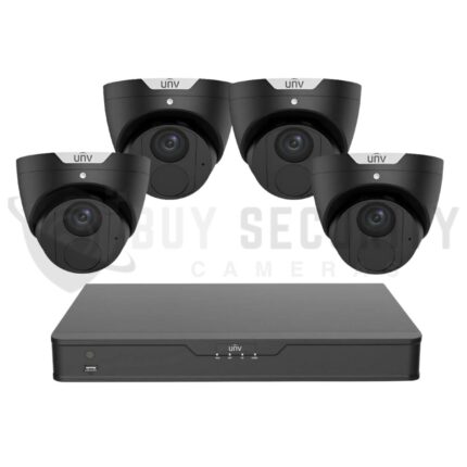 Uniview EasyStar 4x 6MP Turret Security Kit with 4-Channel 4K NVR – Black