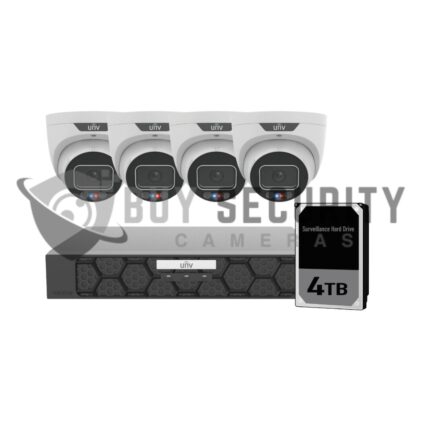 Uniview UNV Acutrack Triguard 4 x 8MP Active Deterrence CCTV Kit with 4TB HDD & 8CH NVR
