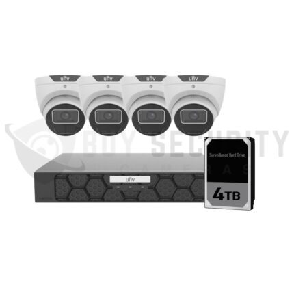 Uniview UNV Acutrack UNI6 4 x 6MP AI Security Camera Kit with 4TB HDD & 8CH NVR