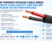 Premium speaker cable wires connected to high-end audio speakers and amplifier, delivering crystal-clear sound quality and superior audio performance.