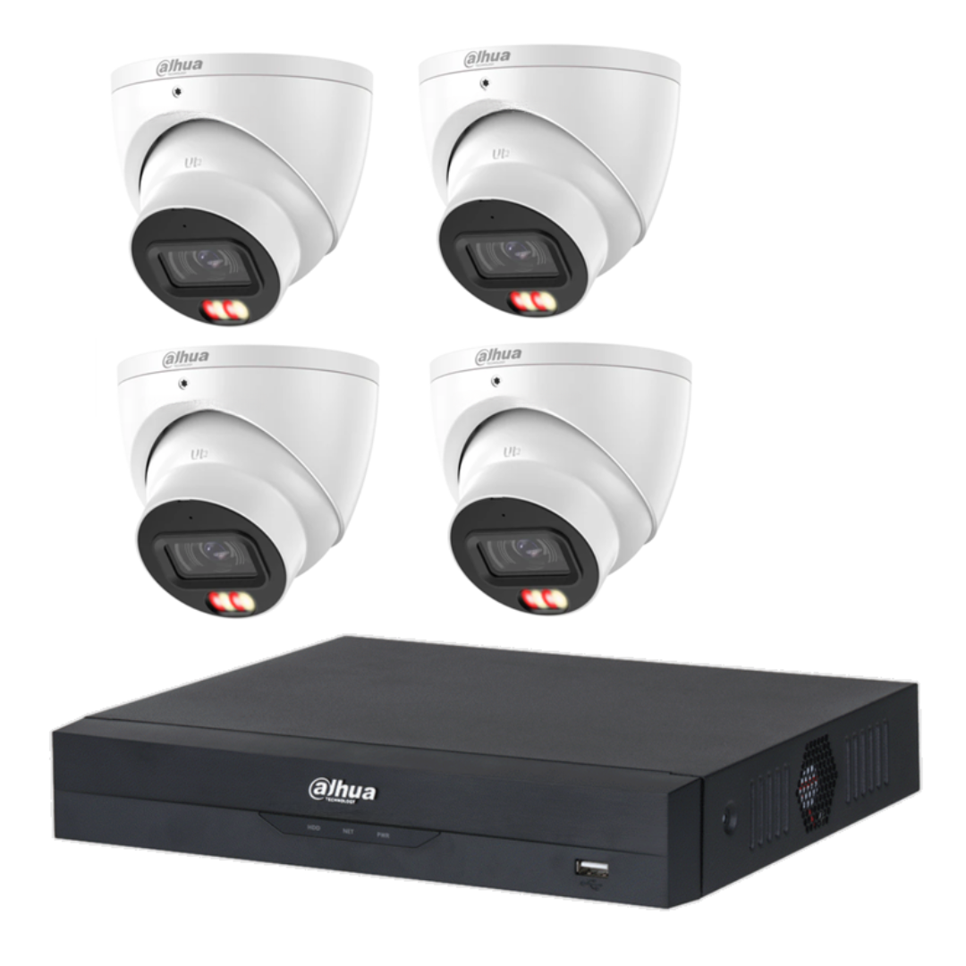 4x Smart Dual Light Turret Cameras with SMD 4.0 & Mic + 8CH PoE NVR (1) 4x Smart Dual Light Turret Cameras with SMD 4.0 & Mic