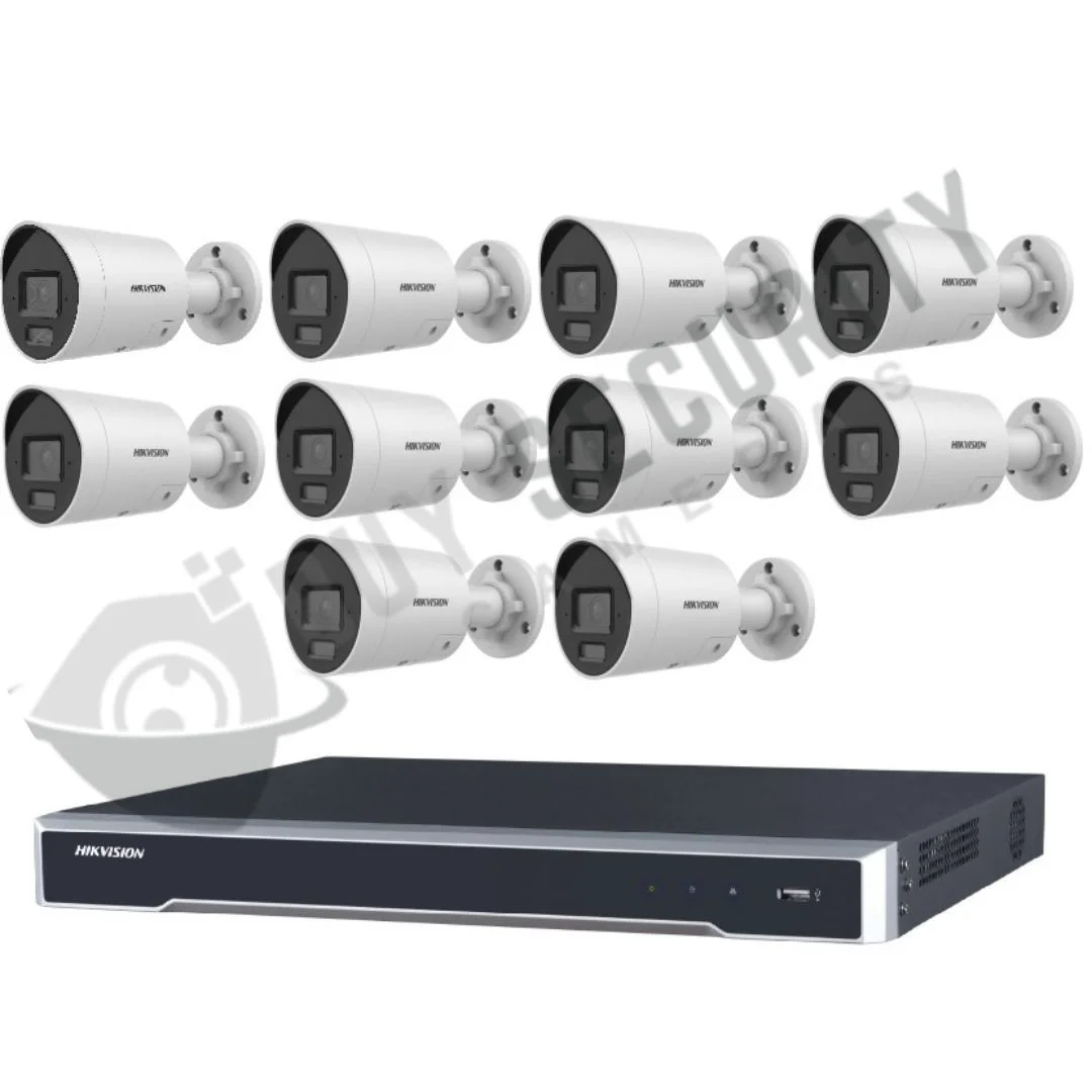 Hikvision 10 Camera 6MP AcuSense Security Kit with 16CH 16 PoE 8K NVR, 10x Fixed Mini Bullet Cameras, Built-In Microphone, No HDD Included