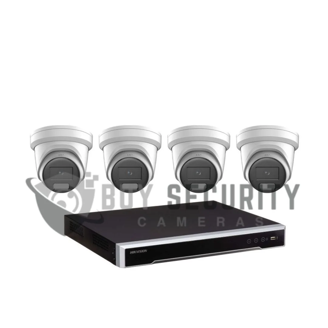 Hikvision 4 x 8MP Cameras + 4CH NVR CCTV Kit 4 AcuSense Turret Cameras + 4CH 4K NVR