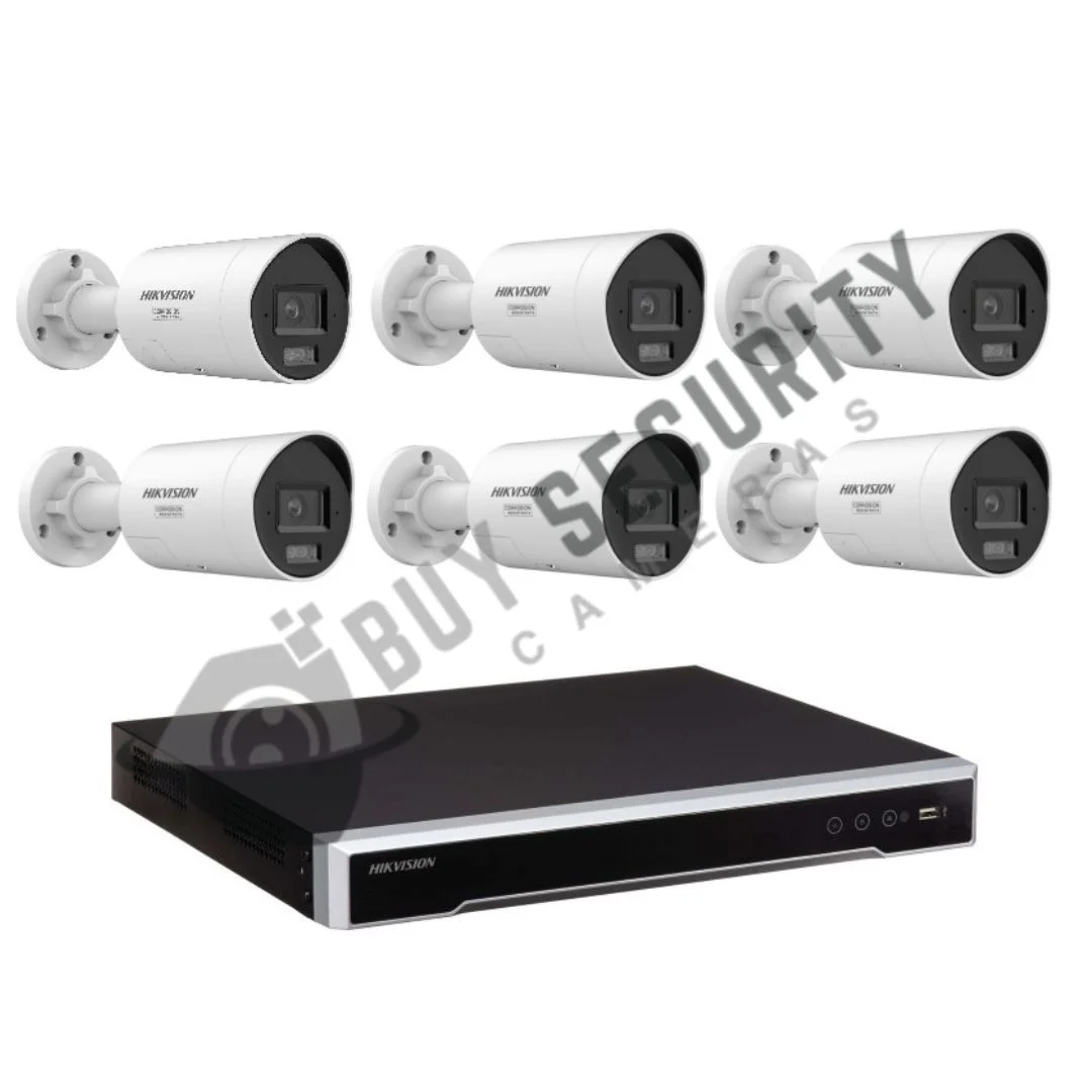 Hikvision 6 Camera 8MP AcuSense Security Kit with 8CH 8 PoE 8K NVR, 6x Fixed Bullet Cameras, 2-Way Audio, Active Strobe Light, 4TB HDD Included