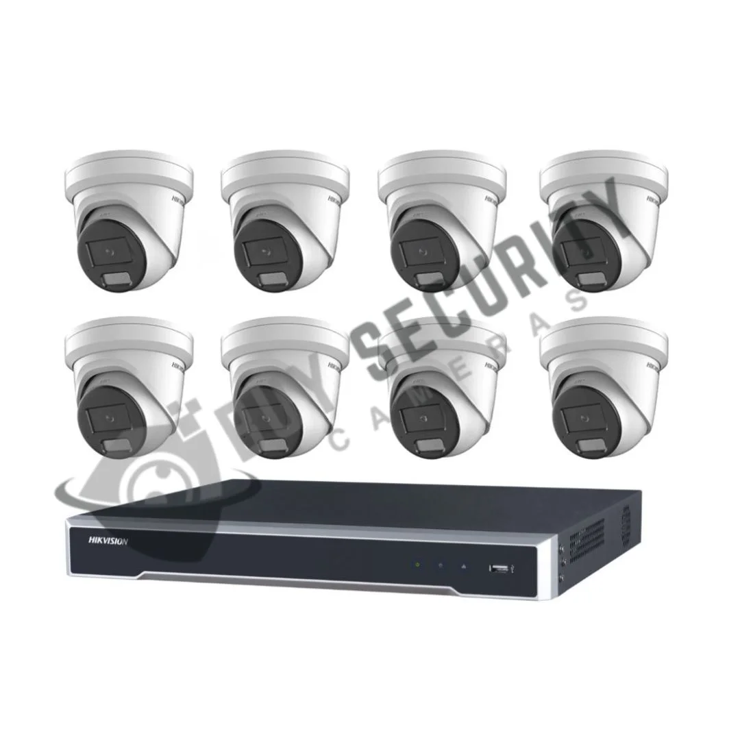 Hikvision 6MP 8CH CCTV Kit 8x Liveguard Acusense Cameras with Strobe, Audio, Smart Light + 8CH PoE NVR with 4TB HDD