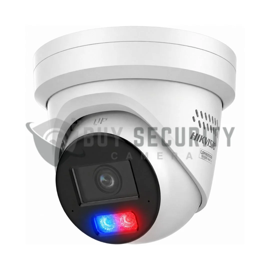 Hikvision DS-2CD2387G3-LIS2UYSRB 8MP 4K Smart Hybrid Light ColorVu 3.0 Turret Camera Red Blue Strobe Speaker