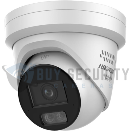 Hikvision 6MP ColorVu 3.0 Smart Hybrid Light turret security camera with built-in strobe light and speaker.