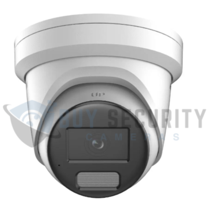 Hikvision 6MP ColorVu Smart Hybrid Light 2.8mm turret camera with active strobe light and speaker.