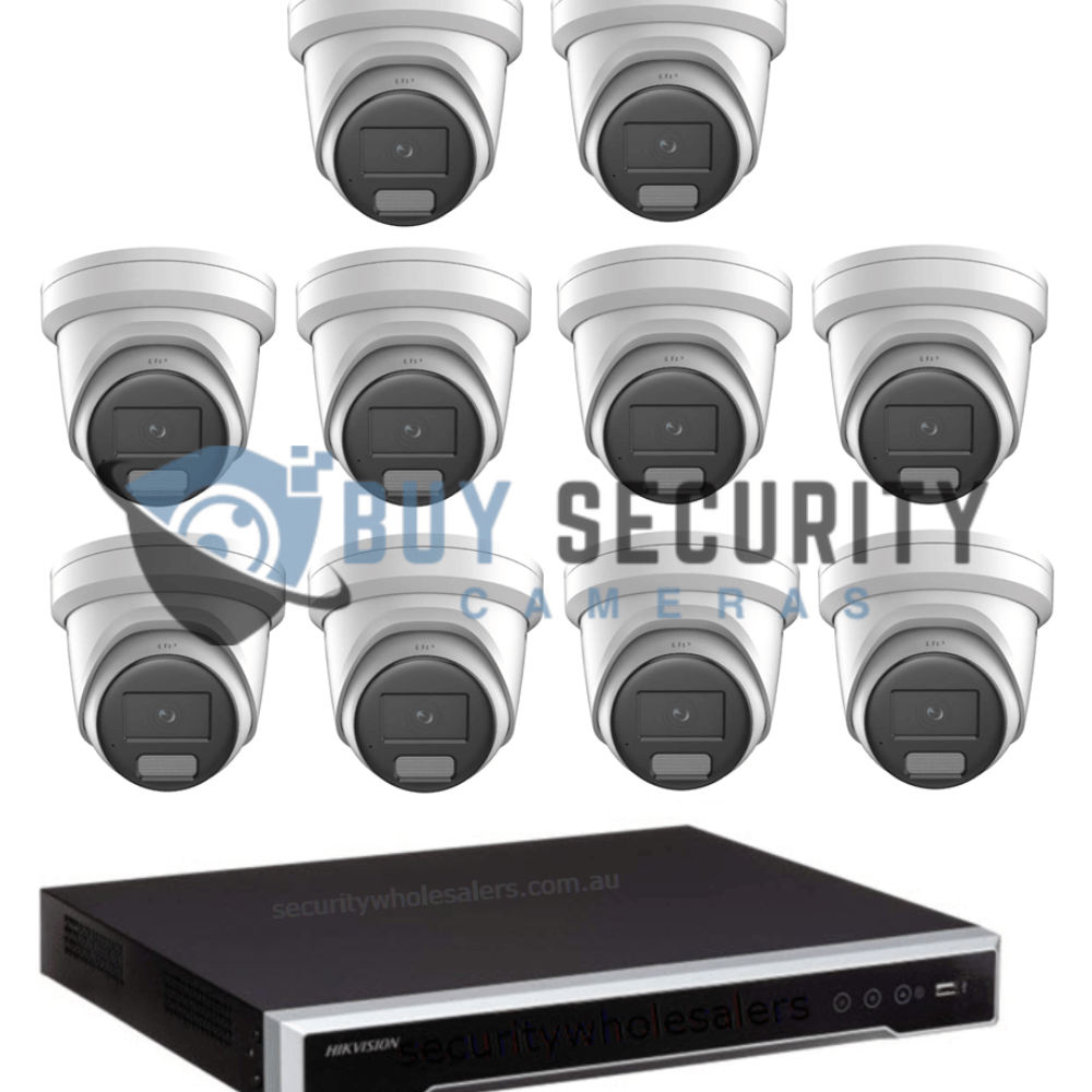 8MP Hikvision COLORVU Hybrid CCTV Kit 10 x Liveguard Cameras + 16CH 4K (4TB HDD) M Series NVR – Strobe Light, Two-way Audio, Alarm Cameras & 16 Channel NVR CCTV Kit