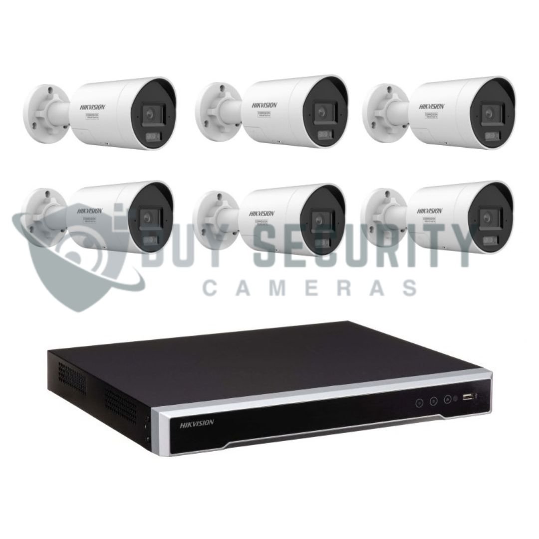 Hikvision 6 Camera 6MP Smart Hybrid Light Security Kit 8 Channel 8 PoE NVR, No HDD