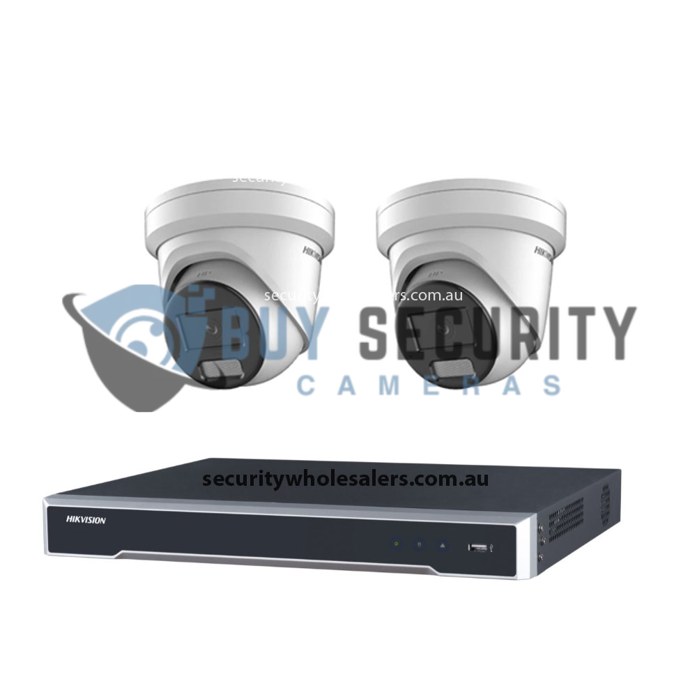 Hikvision 6MP 4CH CCTV Kit 2x Turret Cameras with AcuSense + 4CH PoE NVR