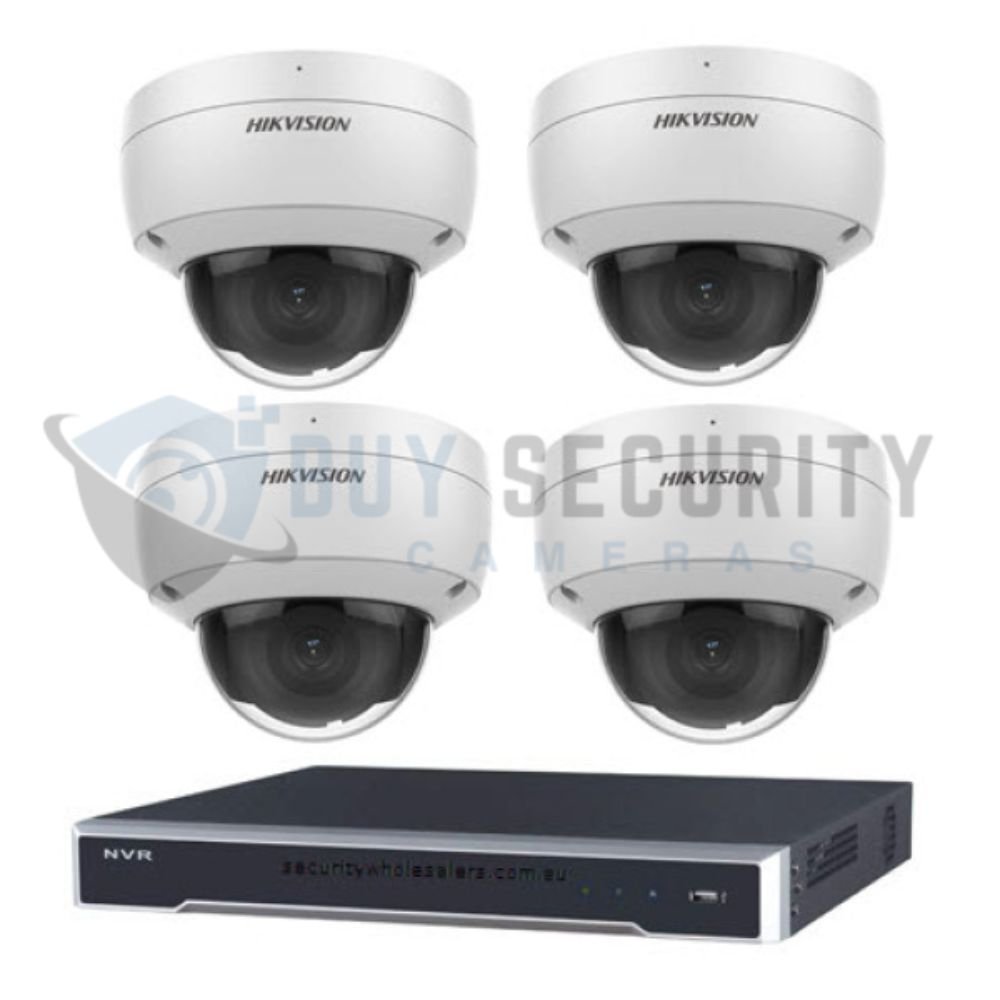 Hikvision 6MP 4CH CCTV Kit 4x Dome Cameras with AcuSense & Darkfighter + 4CH PoE NVR