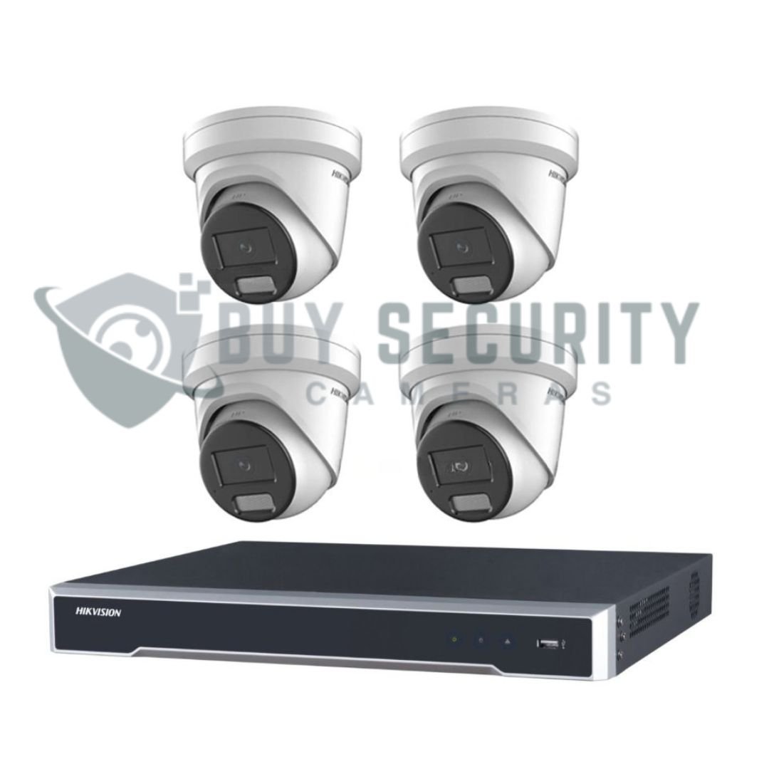 Hikvision 6MP 4CH CCTV Kit 4x Liveguard Acusense Cameras with Strobe, Audio, Smart Light + 4CH PoE NVR without HDD