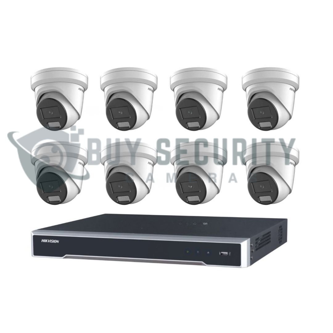 Hikvision 6MP 8CH CCTV Kit 8 Outdoor Turret Cameras with AcuSense + 8CH PoE NVR 4TB