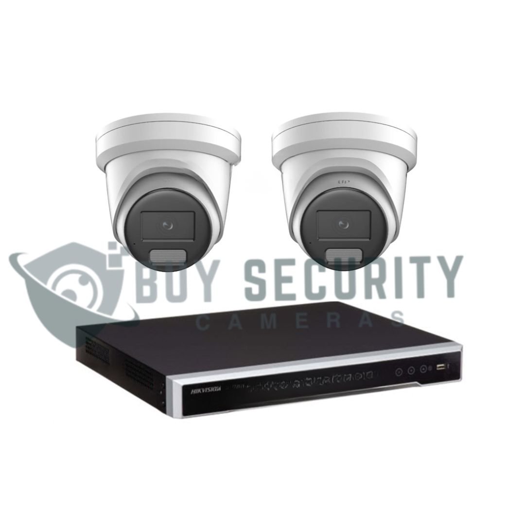 Hikvision 6MP ColorVu 3.0 DS-2CD2367G3-LIS2UYSL CCTV Kit 2 LiveGuard Turret Cameras + 4CH M Series PoE NVR