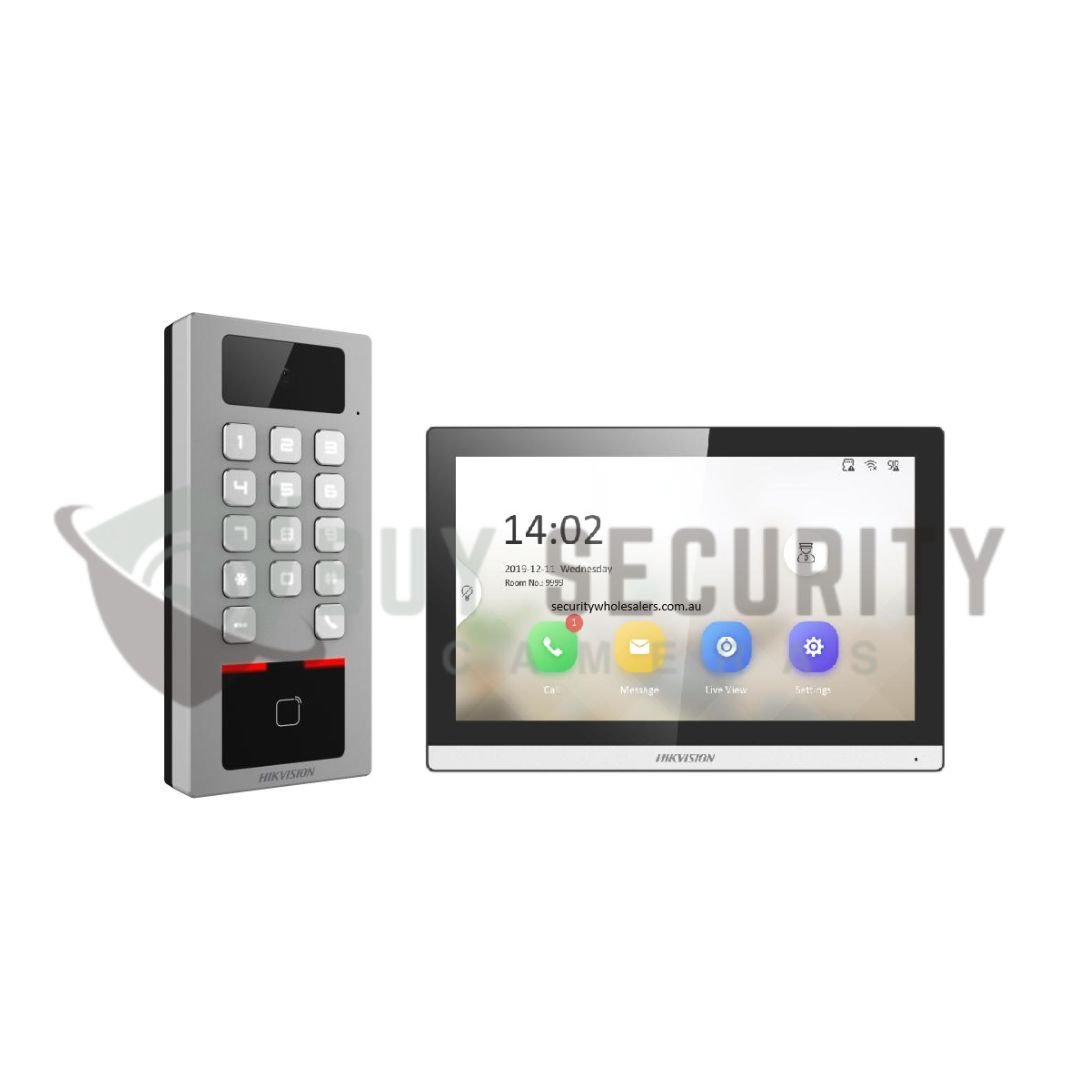 Hikvision DS-K1T502DBWX-C Access Control Terminal Keypad with Camera & Intercom Monitor Bundle