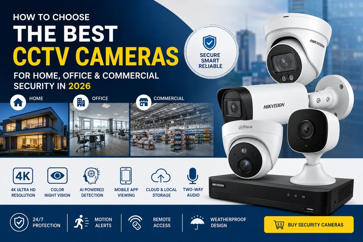 Best CCTV cameras for home, office, and commercial security in 2026 featuring 4K surveillance cameras, AI monitoring, remote viewing, and advanced security solutions.