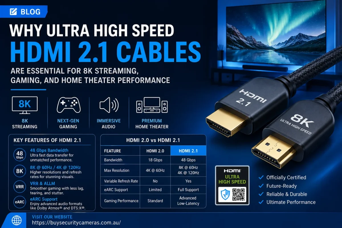 Upgrade your entertainment experience with HDMI 2.1 cables featuring 48 Gbps bandwidth, 8K support, VRR, eARC, and low-latency gaming performance.